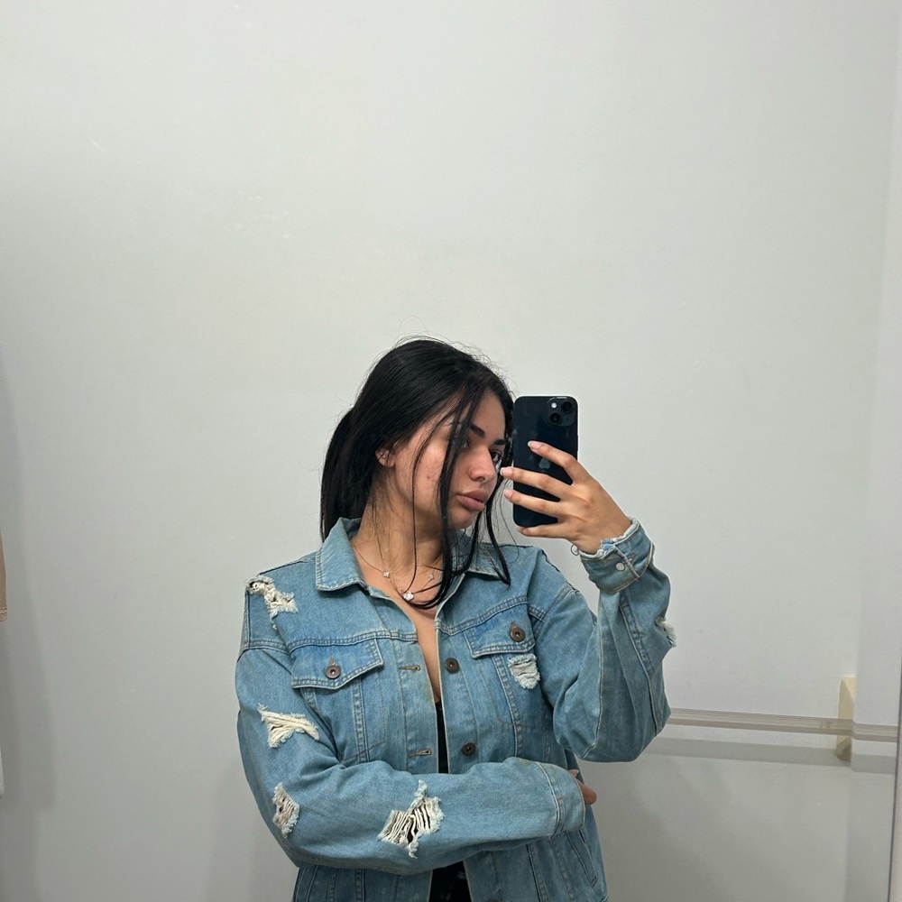 Distressed vintage oversized jean jacket
